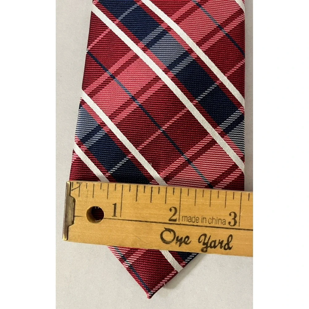 Tommy‎ Hilfiger Men's Necktie Tie Silk Navy Blue Red White Light Blue Stripe